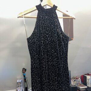 Feline Babe Velvet Leopard Mini Dress - Black Size Small.